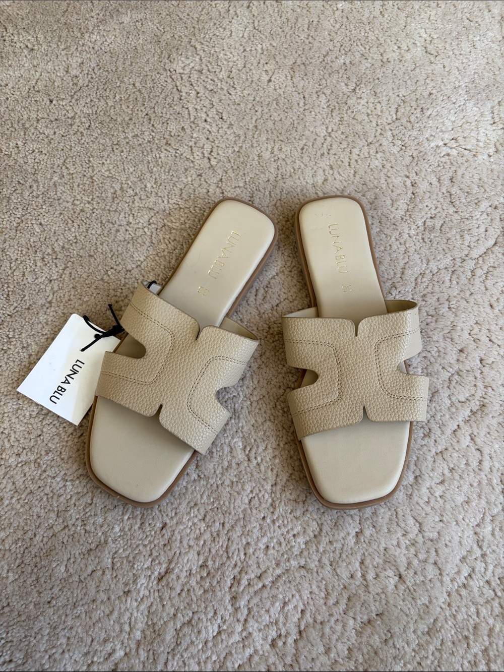 NWT Luna Blu Beige Slide Sandals for Women Size 36 EU